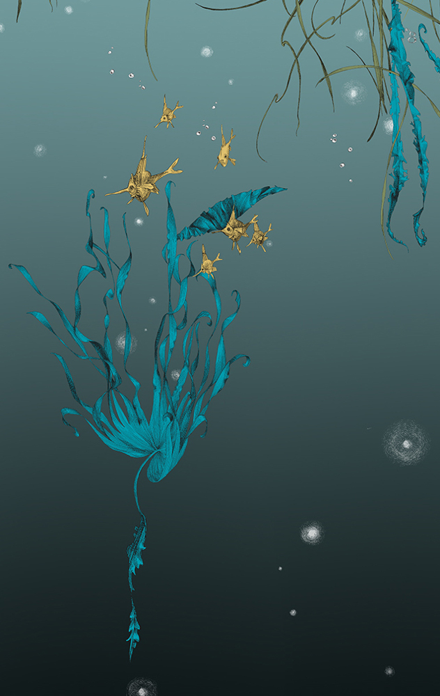 Tapete Nautilus/ Méduses/ Nénuphars - Noir - Nénuphars droit - Noir