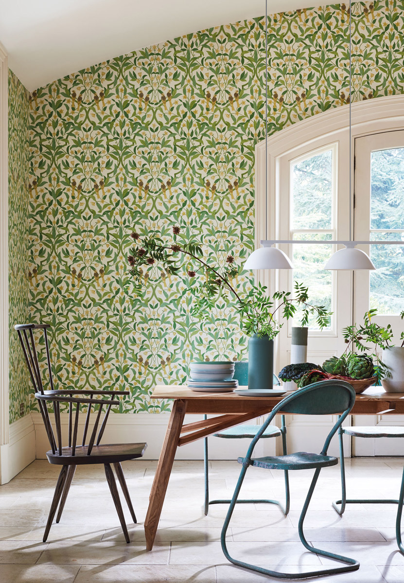 Tapete Jasmine & Serin Simphony - Chartreuse on White