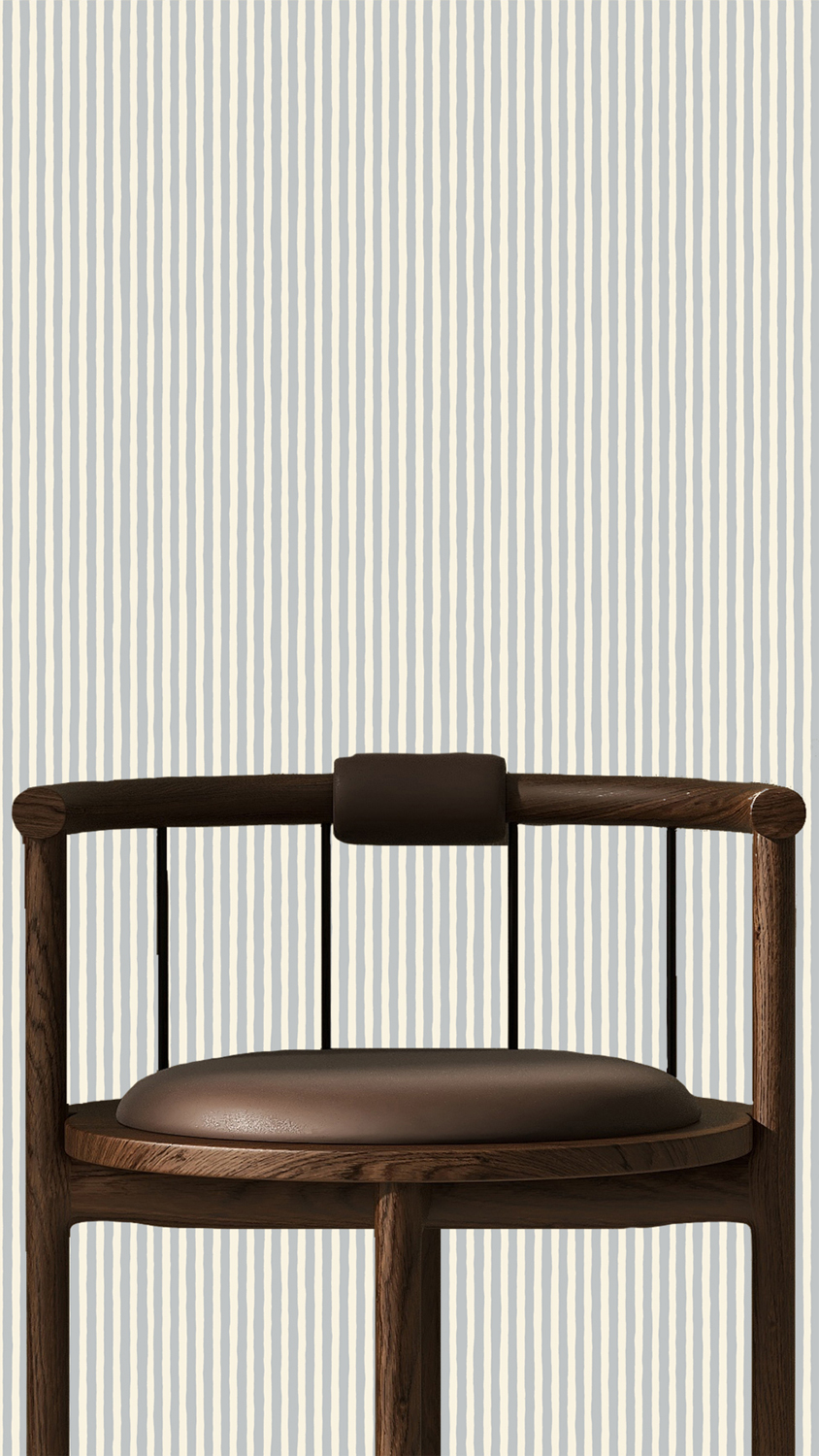 Tapete Hand Painted Stripe - Barton Blue/ Cotswold White