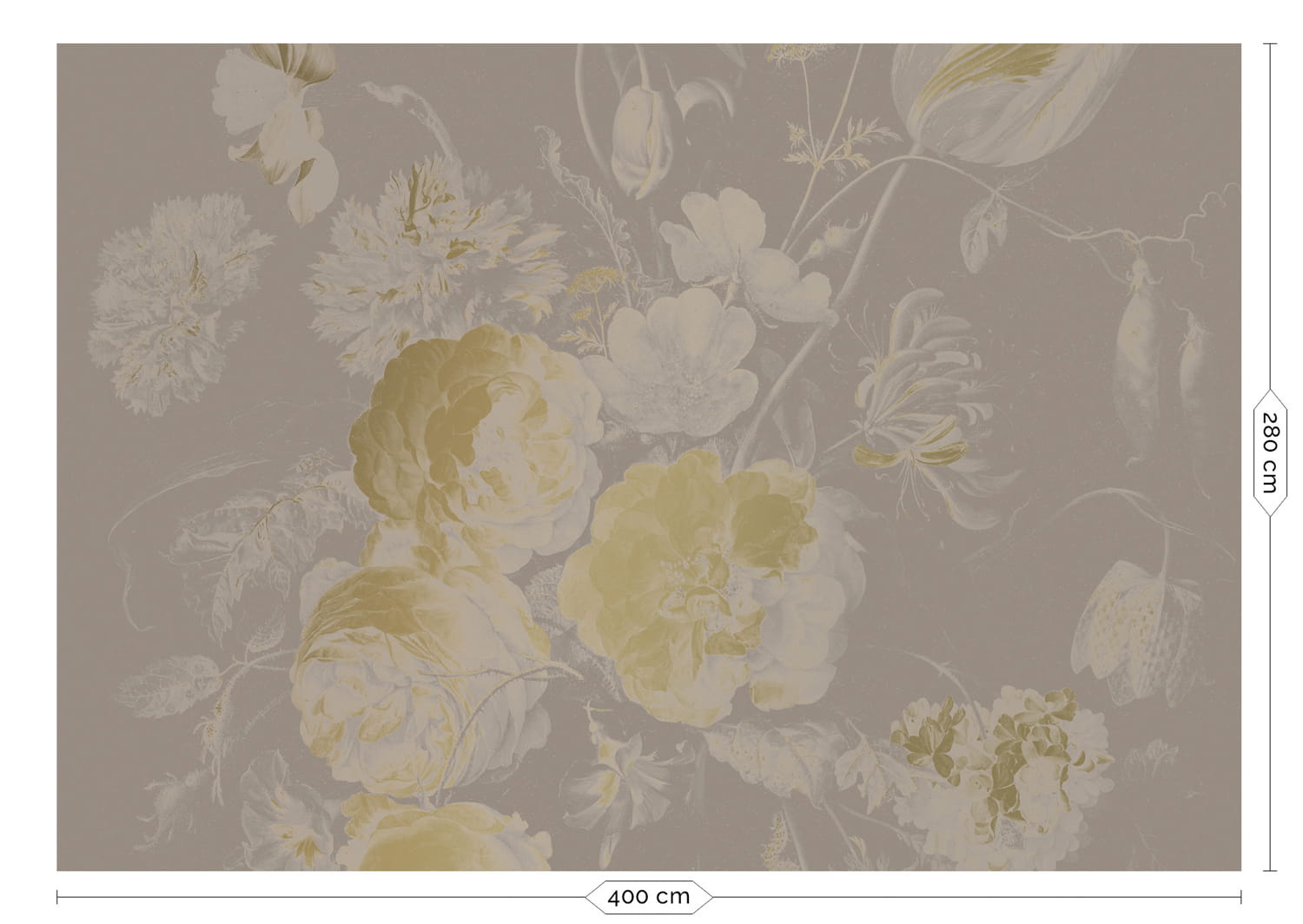 Wandbild Golden Age Flowers Gold 12 - XL