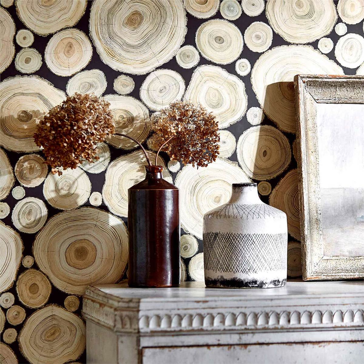 Tapete Alnwick Logs - Lacquer Black