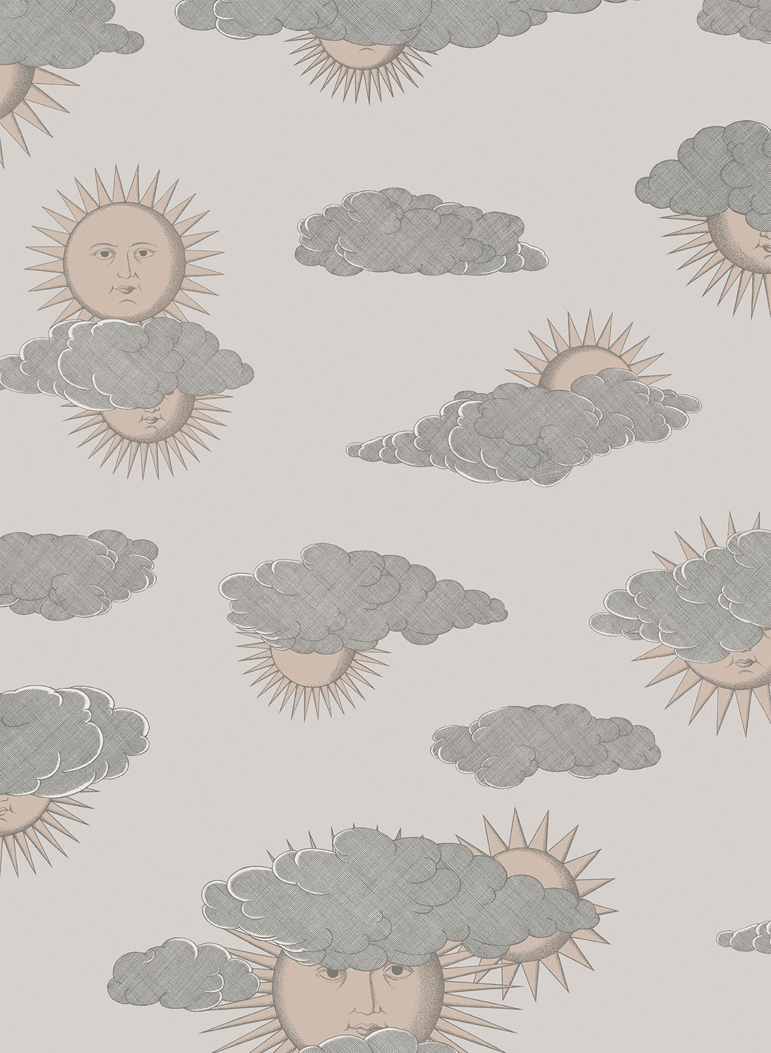 Tapete Soli e Nuvole - Beige/ Soft Gold