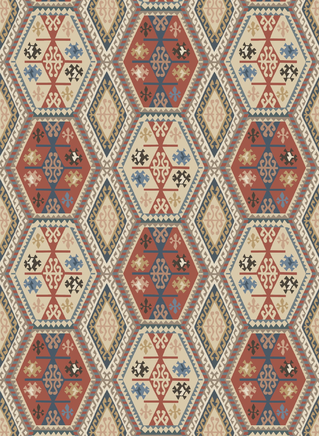 Tapete Buckland - Red/ Blue