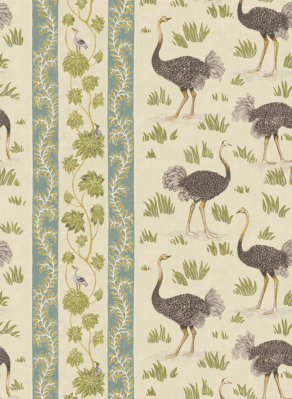 Tapete Ostrich Stripe - Cream and Green
