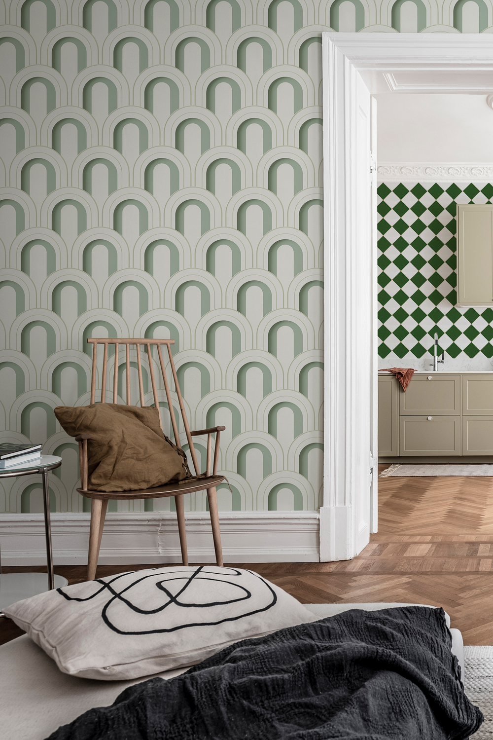 Tapete Arch Deco Bijou - Soft Green
