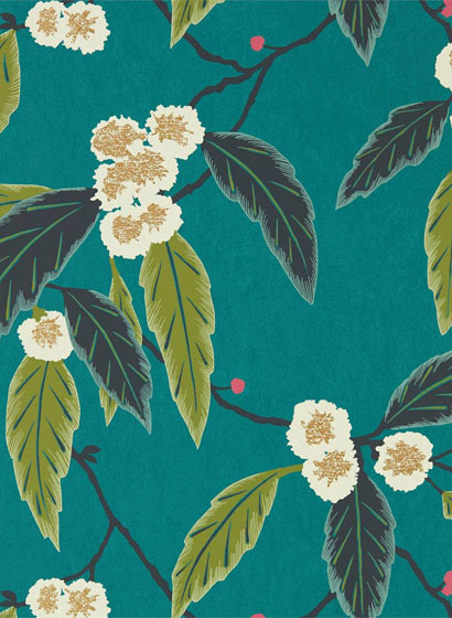 Tapete Coppice - Peacock/ Azalea/ Midnight