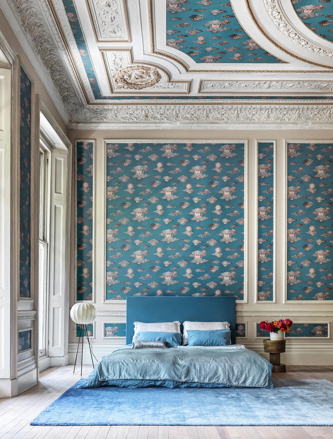 Tapete Soli e Nuvole - Teal/ Rose Gold