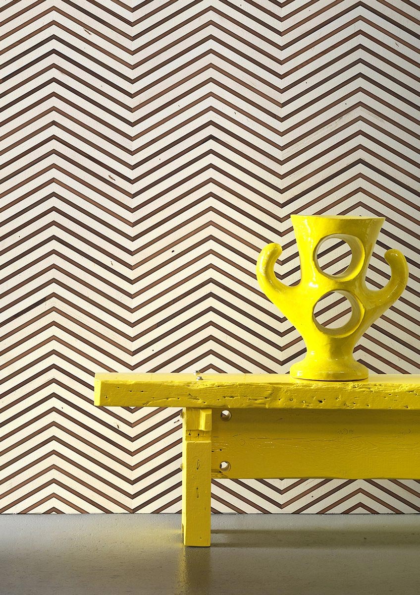 Tapete Timber Strips TIM-04 - Scrapwood on Teak Chevron