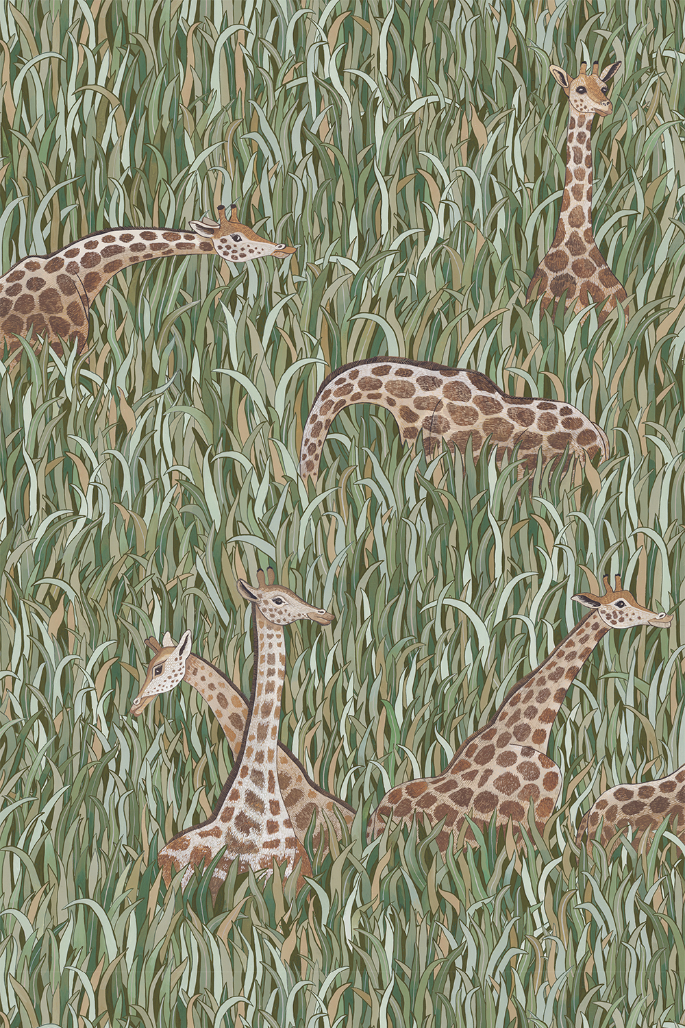 Tapete Giraffes - green