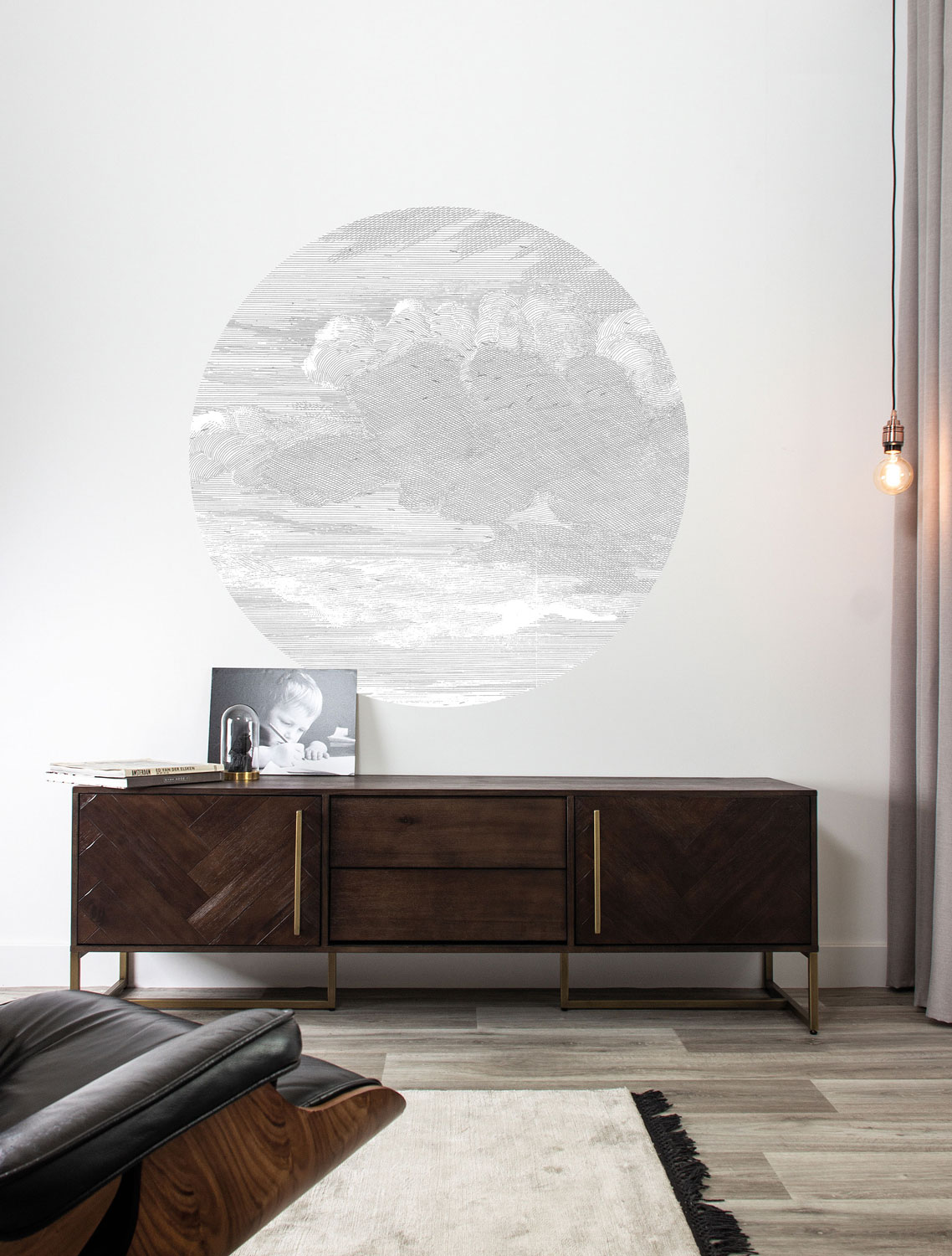 Wandbild Engraved Clouds 1 Circle - S - 1.425m
