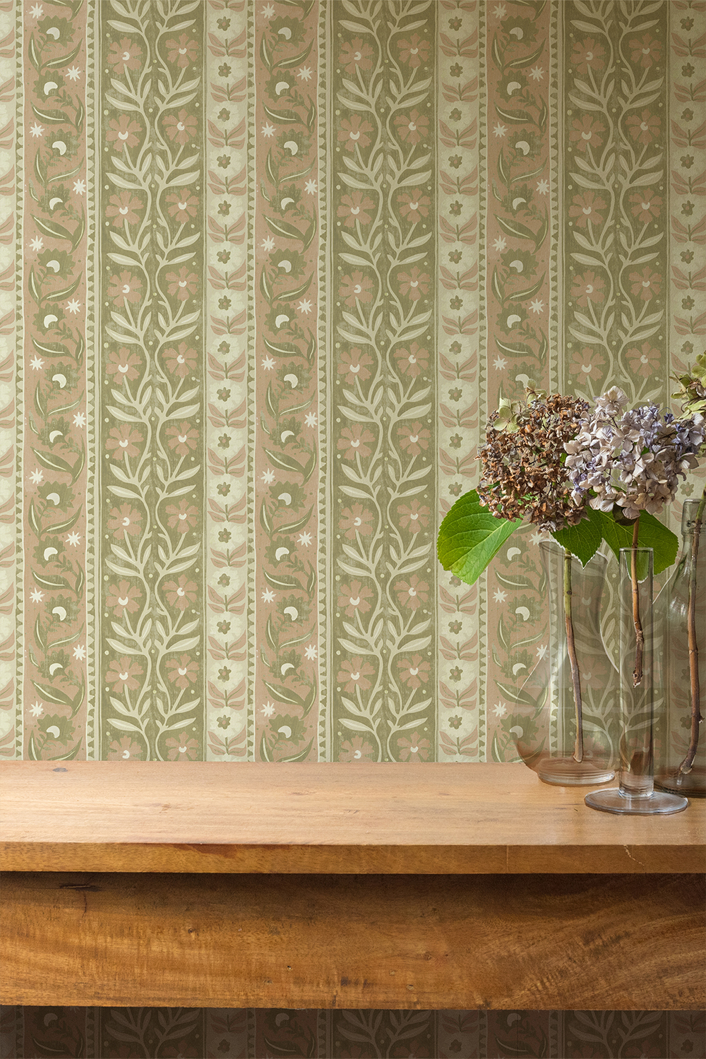 Papier peint Arber Stripe - Pink and Olive