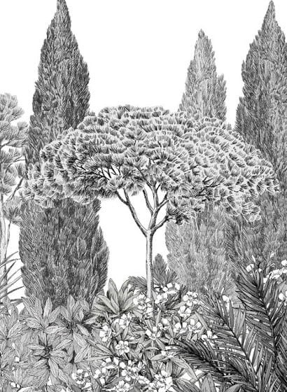 Wandbild Riviera Grisaille - Grisaille – Bahnen 4/5/6