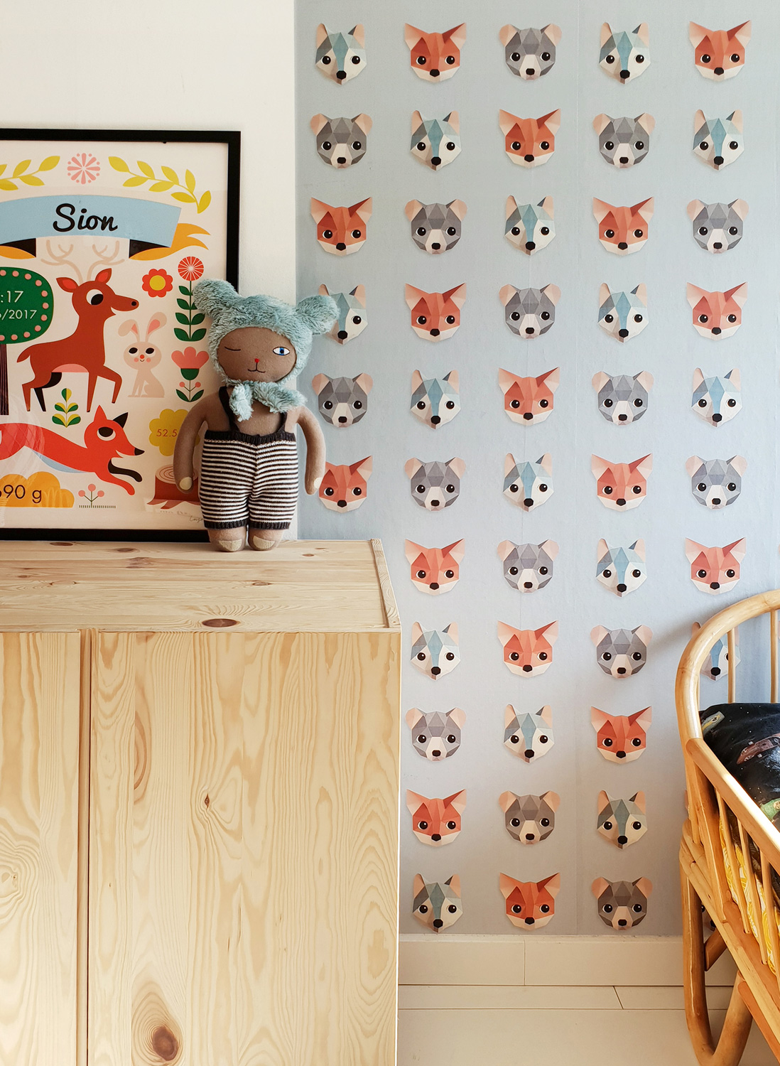 Tapete Forest Animals Ice Blue