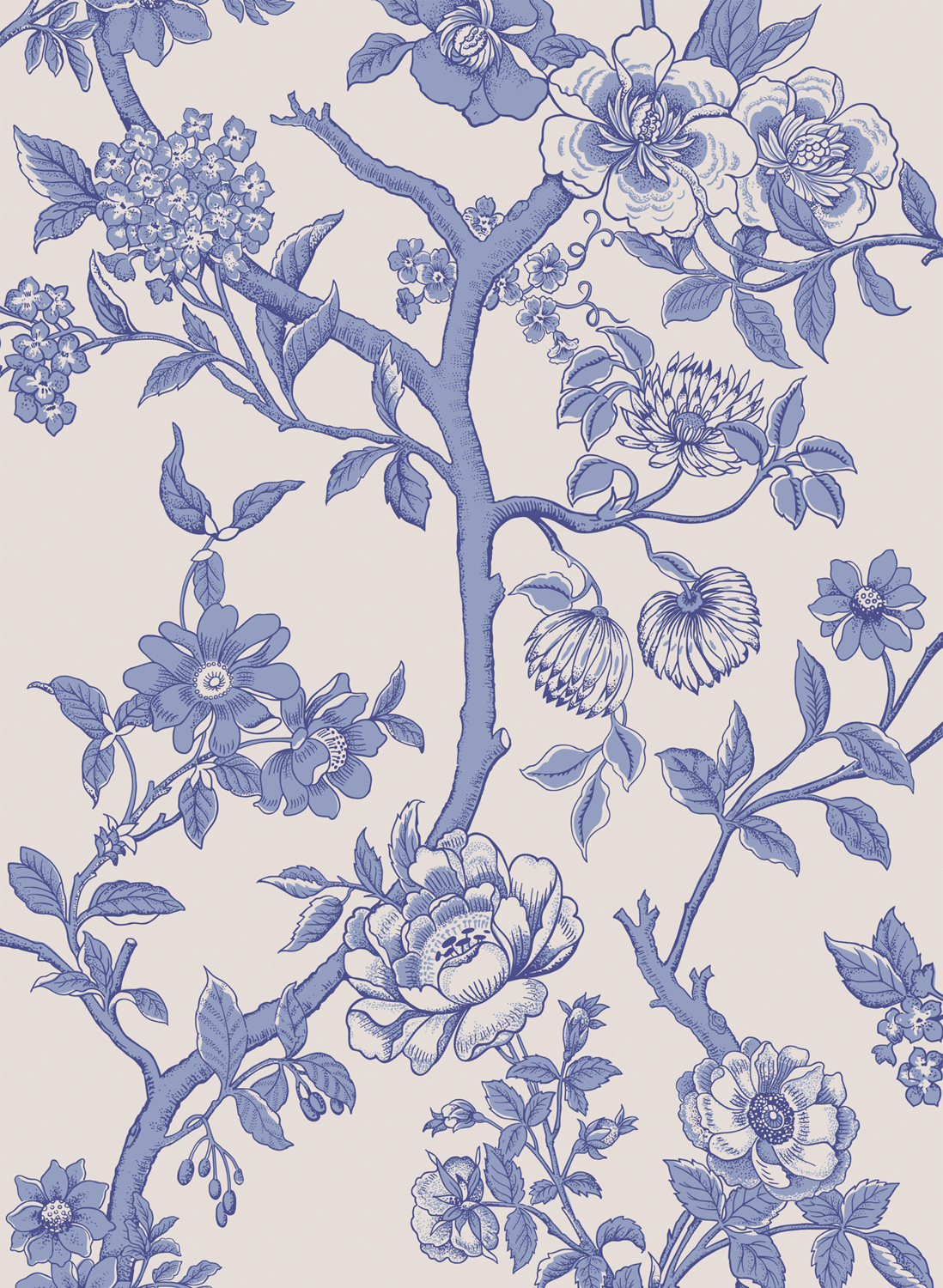 Tapete Paradise Tree - Cornflower Blue and Soft White