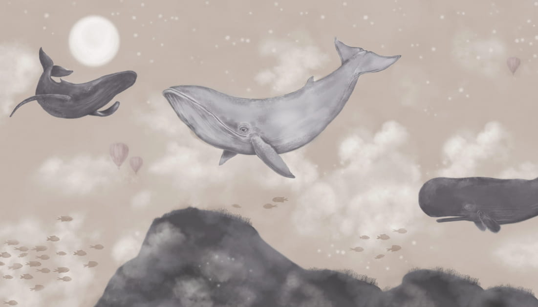 Mural Whales in the Sky - 9456W