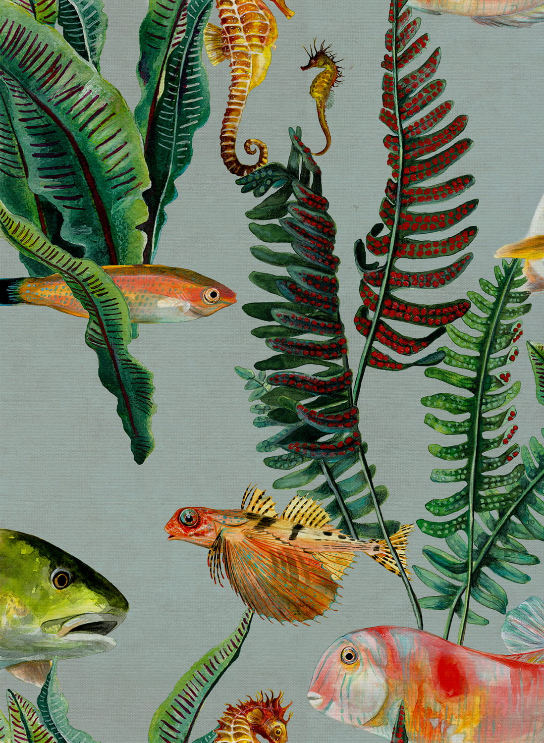 Tapete Bank of Fish - Cyan