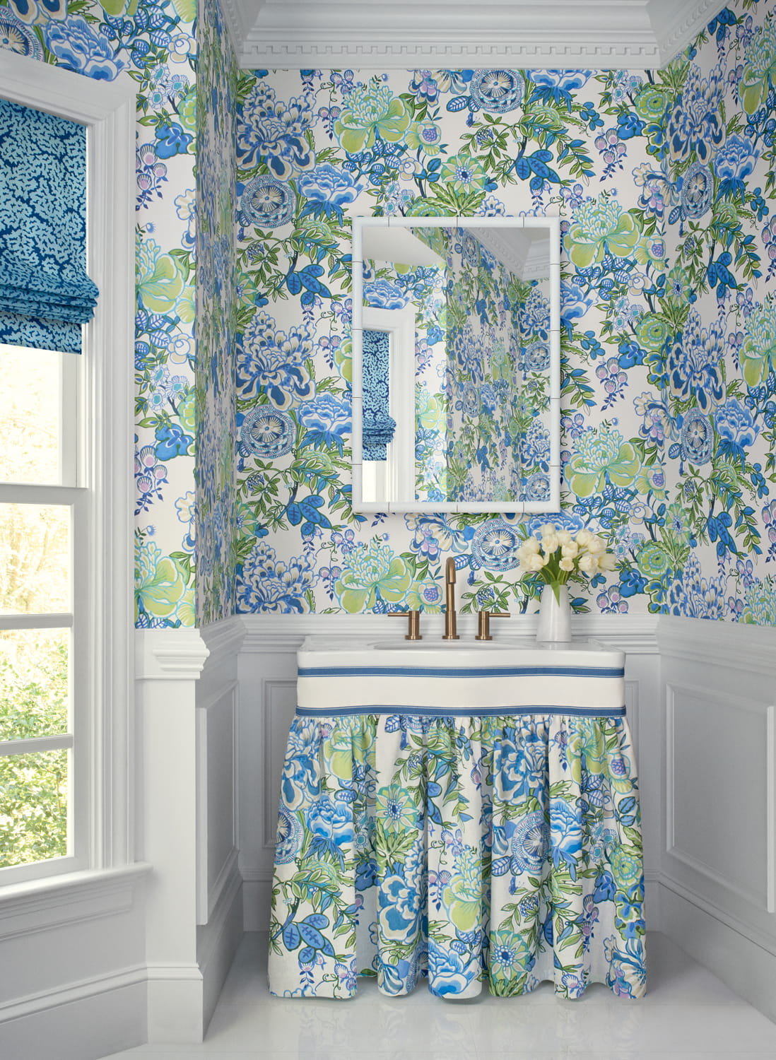 Tapete Peony Garden - Blue and Green
