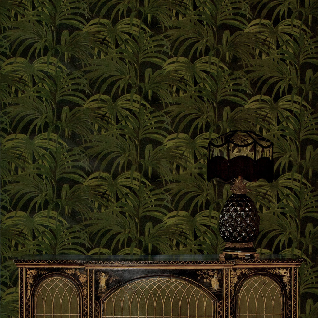 Papier peint Palmeral - Midnight/ Green