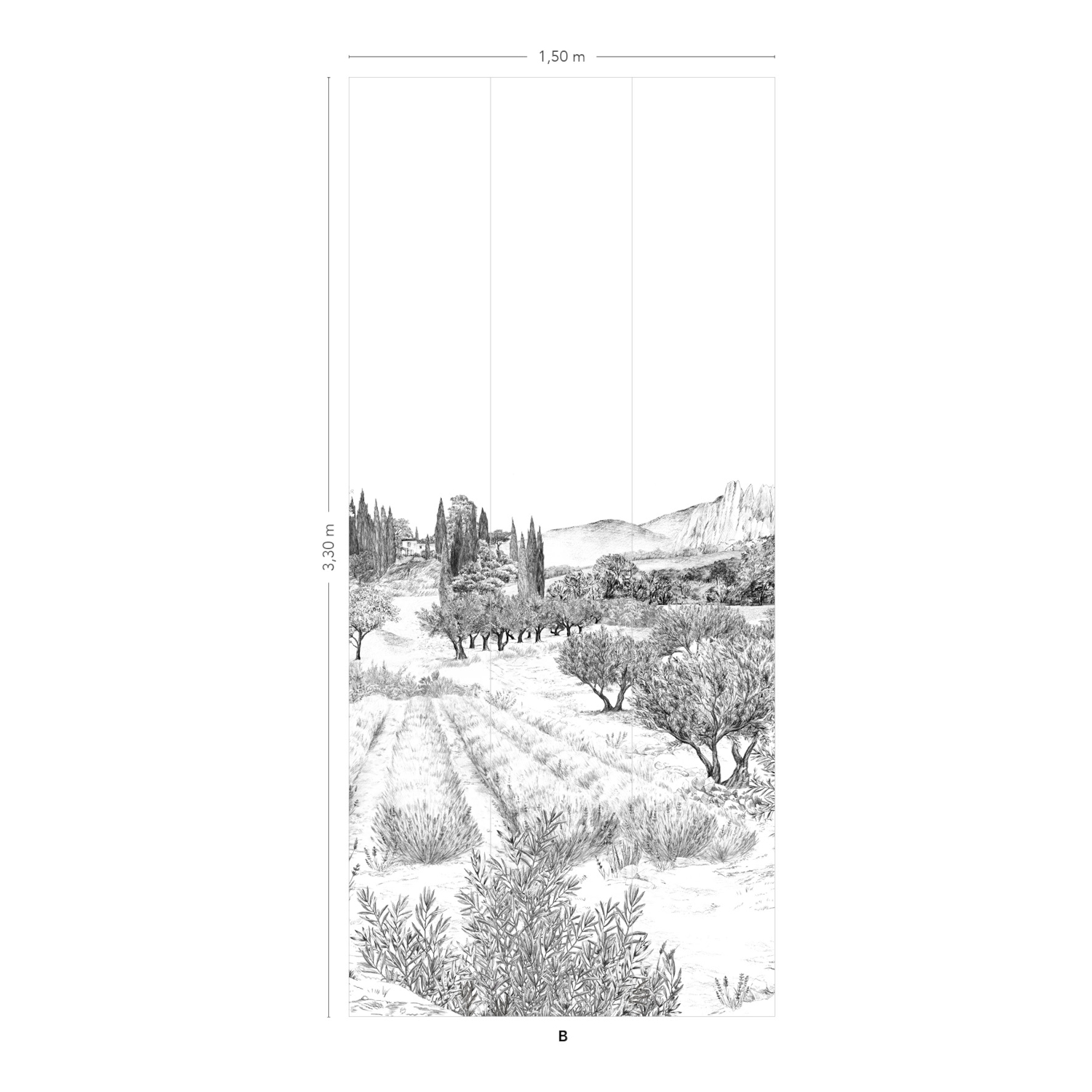 Wandbild Provence - Grisaille Panel B