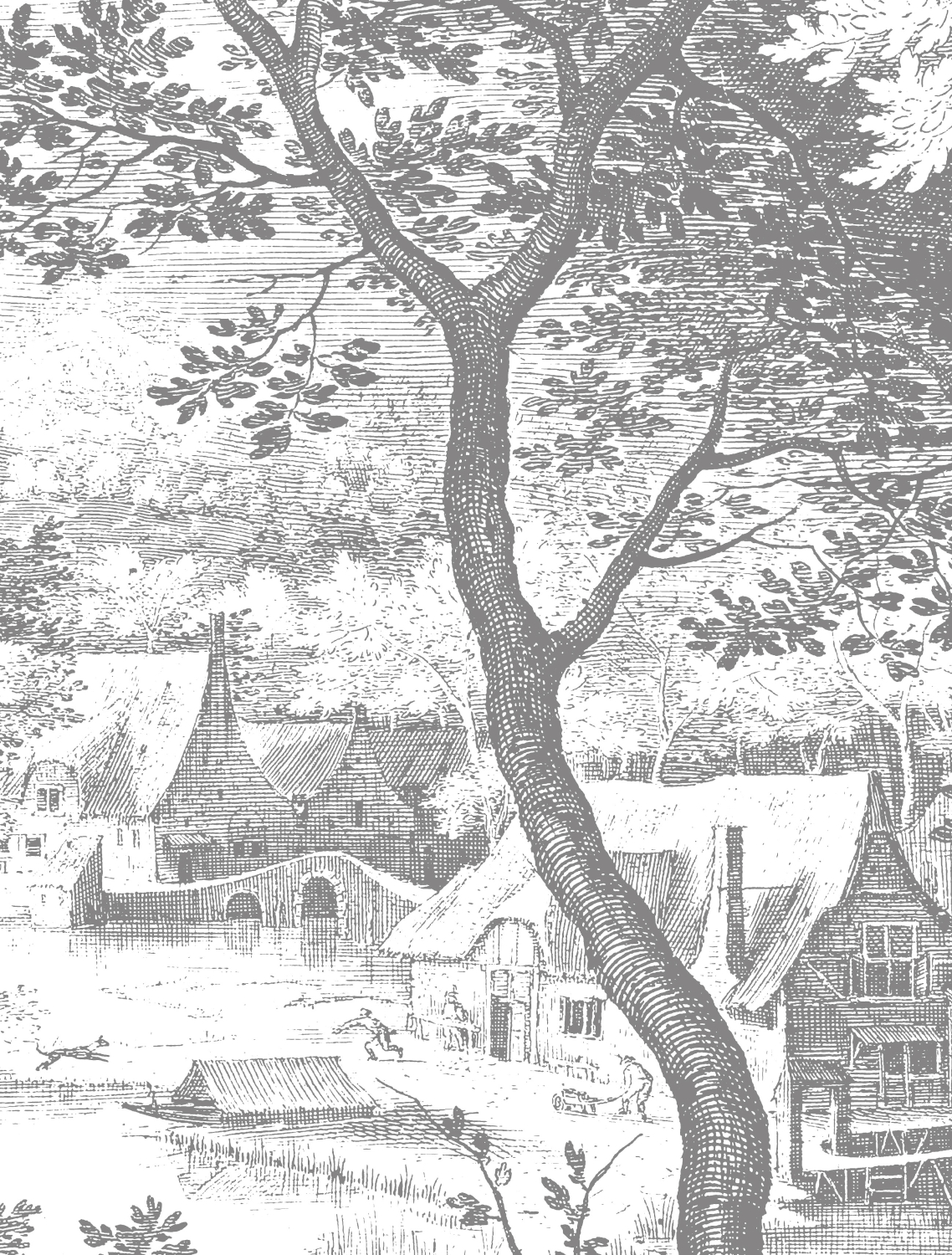 Wandbild Engraved Landscapes 7 - BW - 3.896m Breite