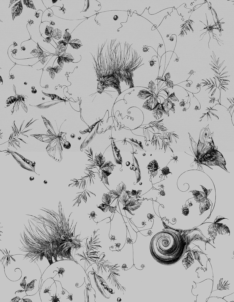 Tapete Jardin Les Arabesques - Gris Bleuté