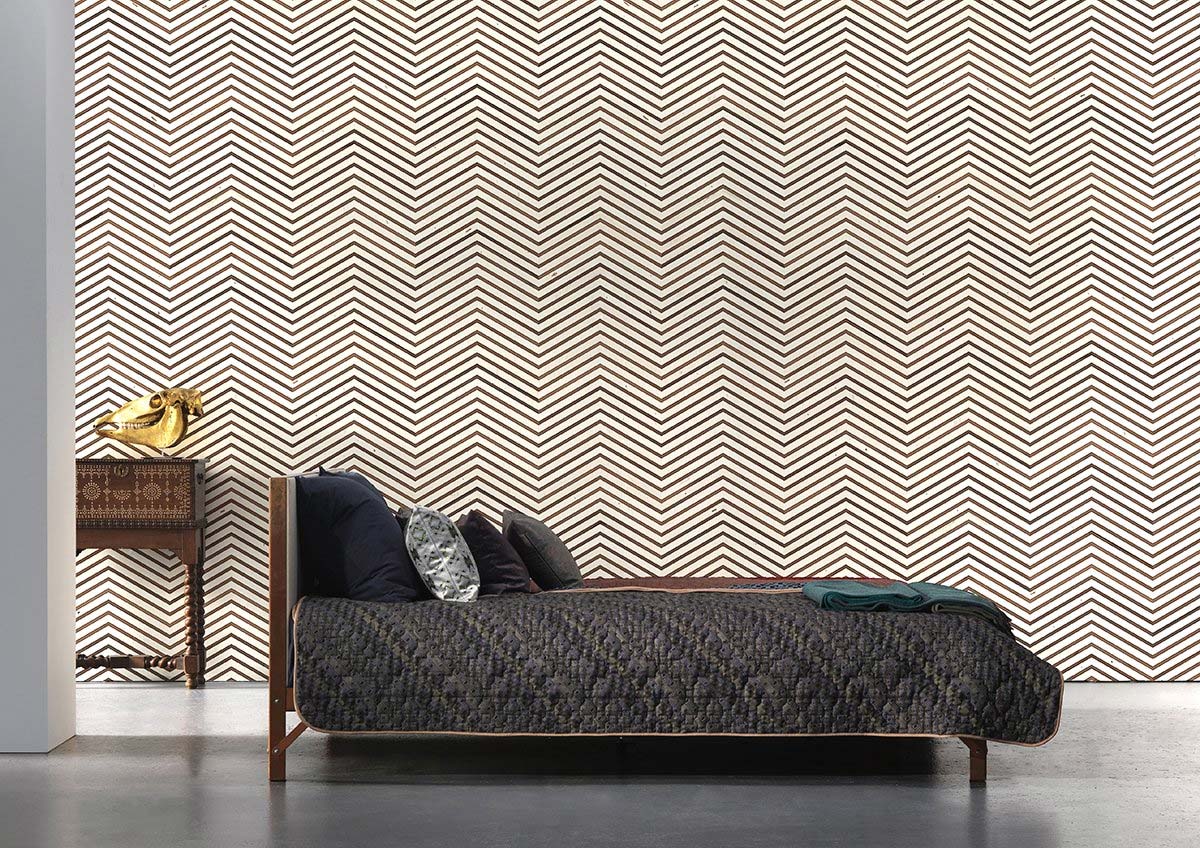 Tapete Timber Strips TIM-04 - Scrapwood on Teak Chevron