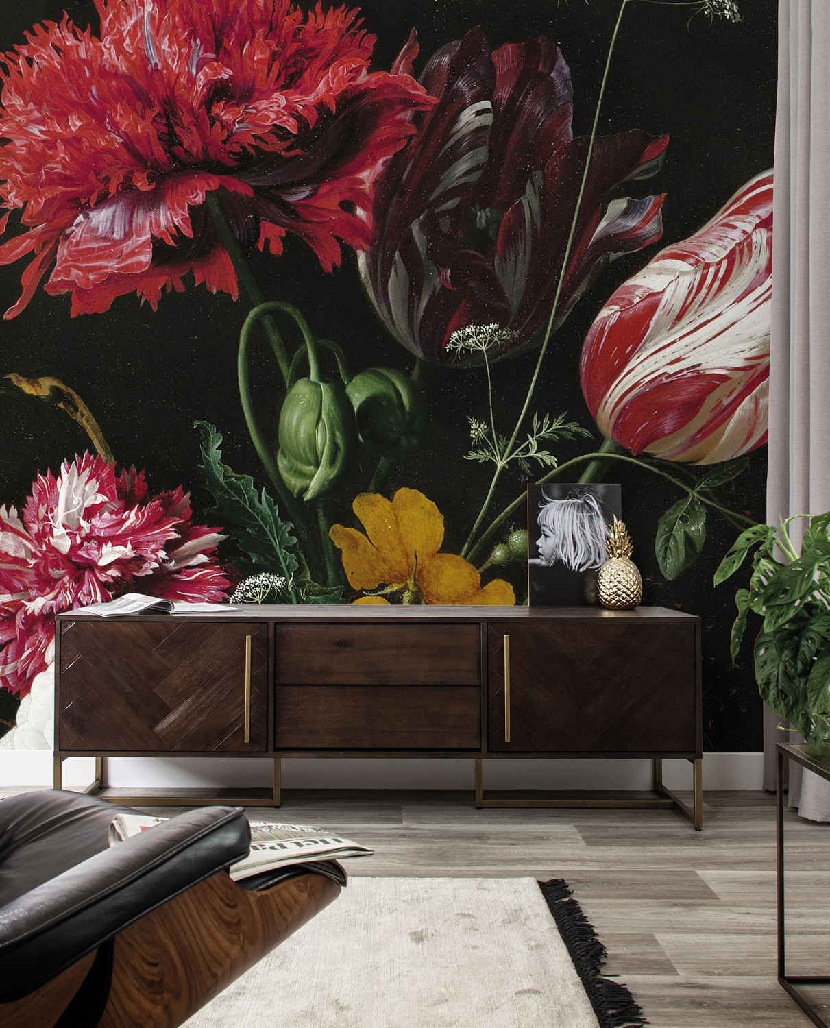 Wandbild Golden Age Flowers 3 - Multicolor - 1.948m