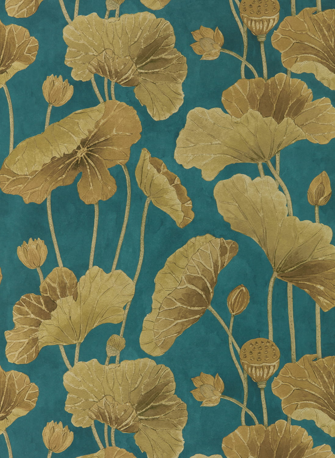 Tapete Lotus Leaf - Midnight/ Copper
