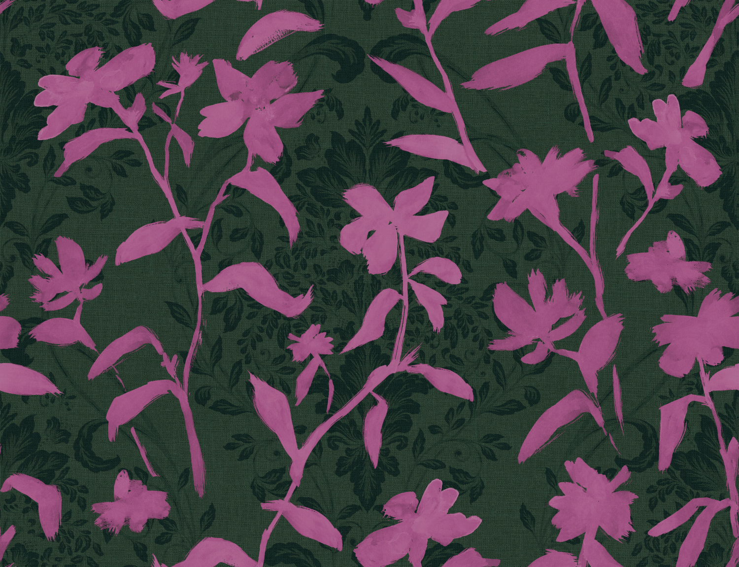 Tapete Blooming Damask - Fuchsia