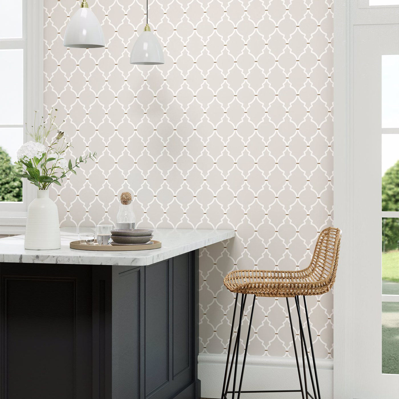Tapete Empire Trellis - Silver/ Calico