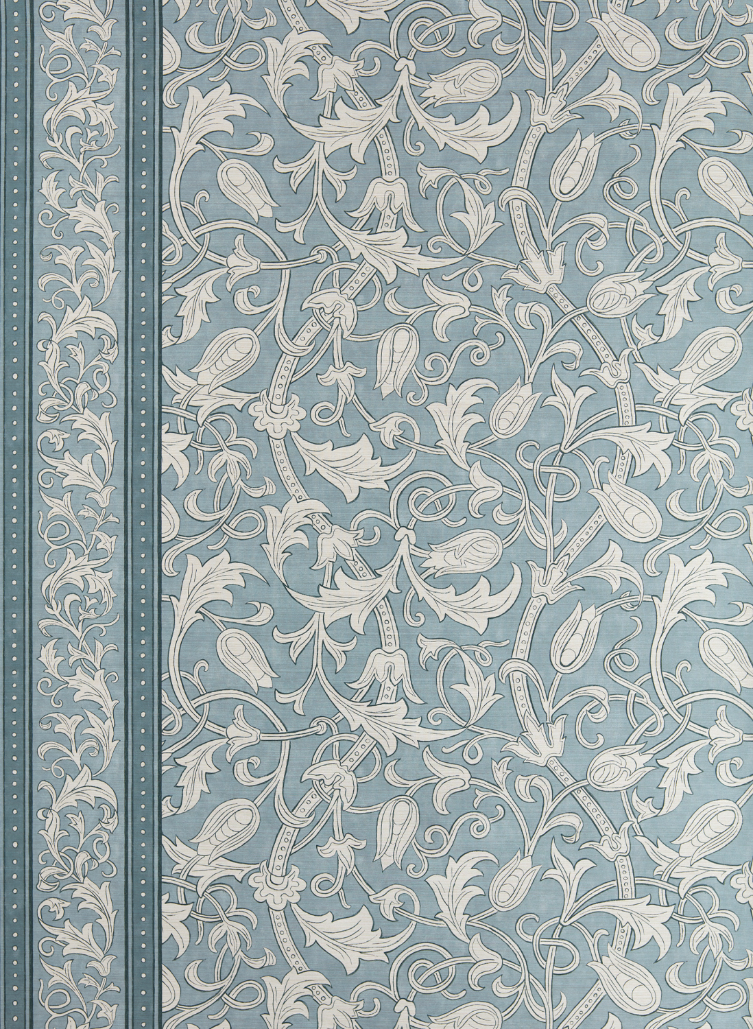 Tapete Etched Scrolling Tulip - Faded Indigo
