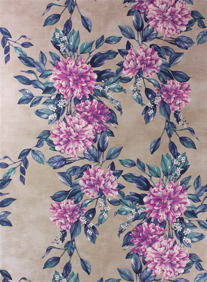 Tapete Rhodora - Magenta/ Petrol/ Champagne Gold