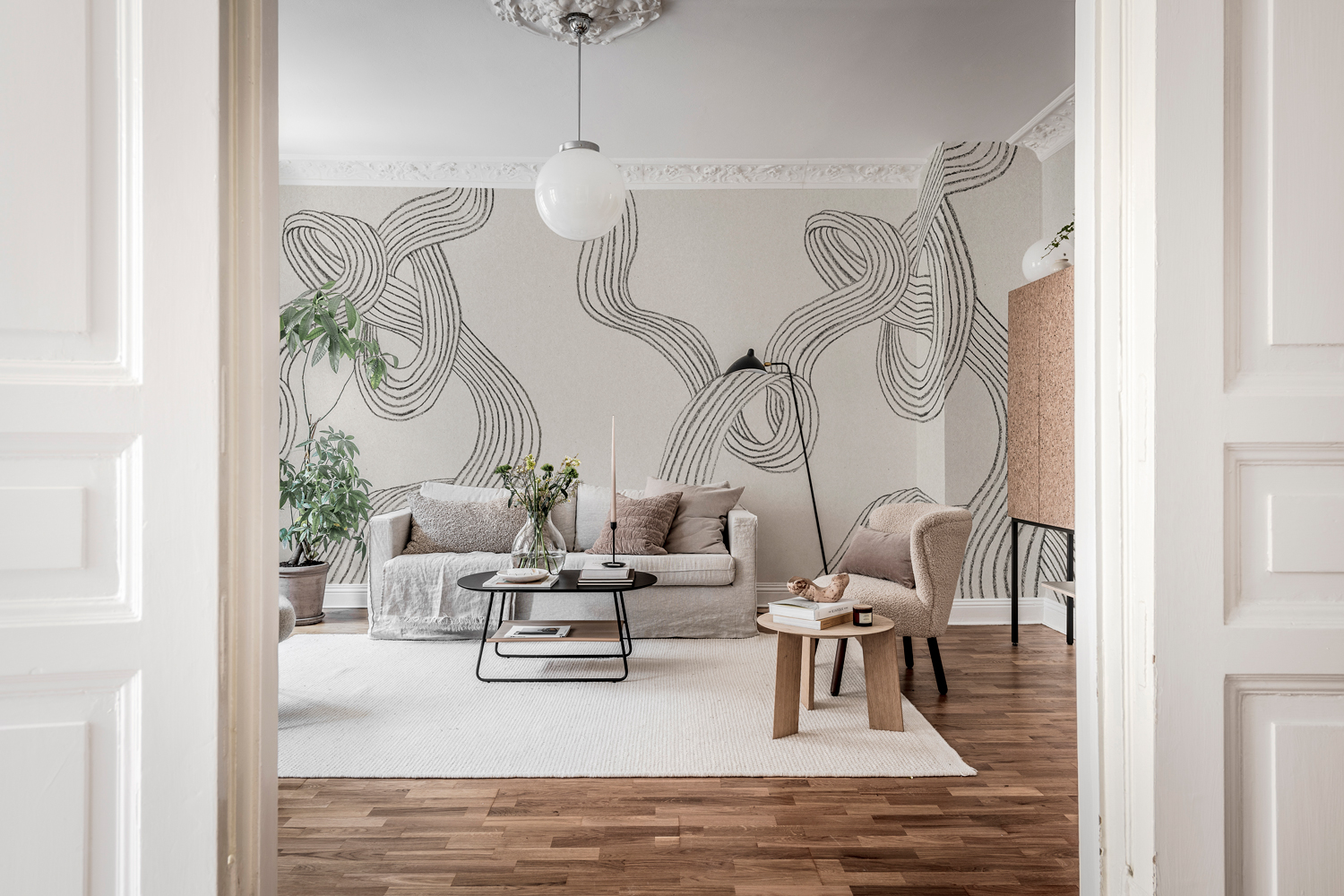 Wandbild Stripes - Graphite