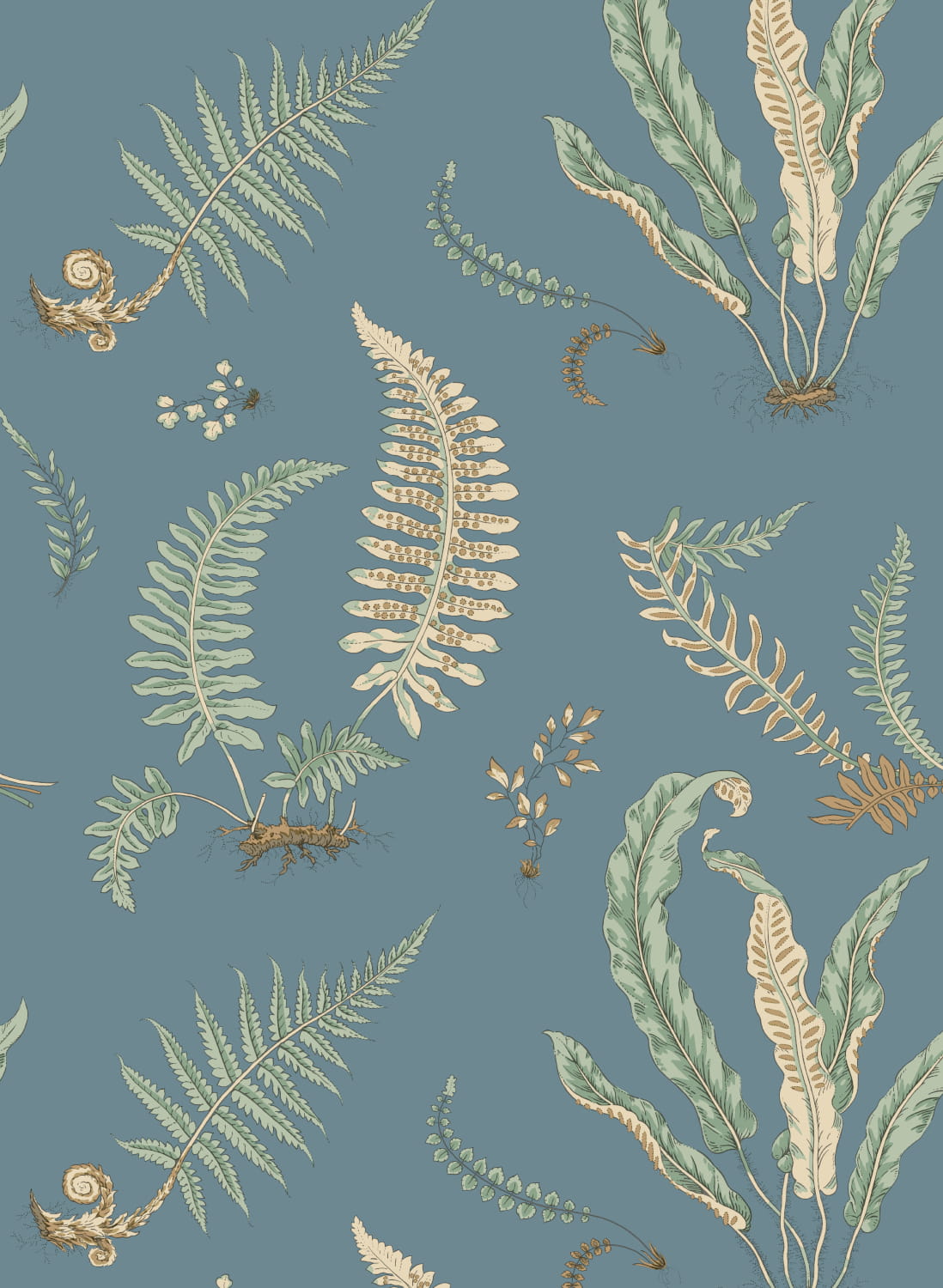 Tapete Ferns - Denim