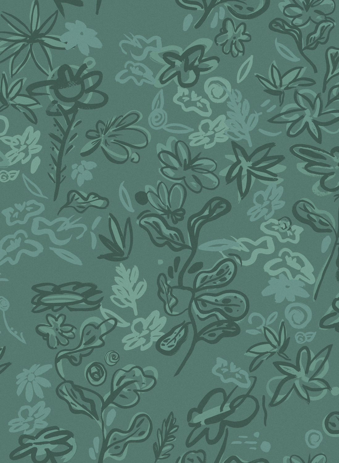 Tapete Crazy Flowers - turquoise