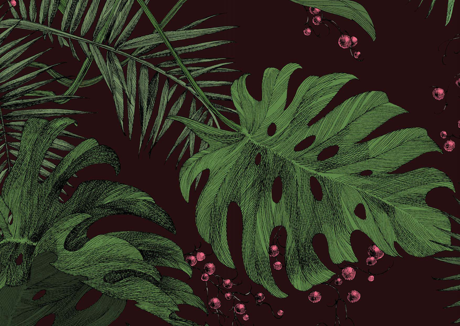 Tapete Dentelle Végétale - Prune