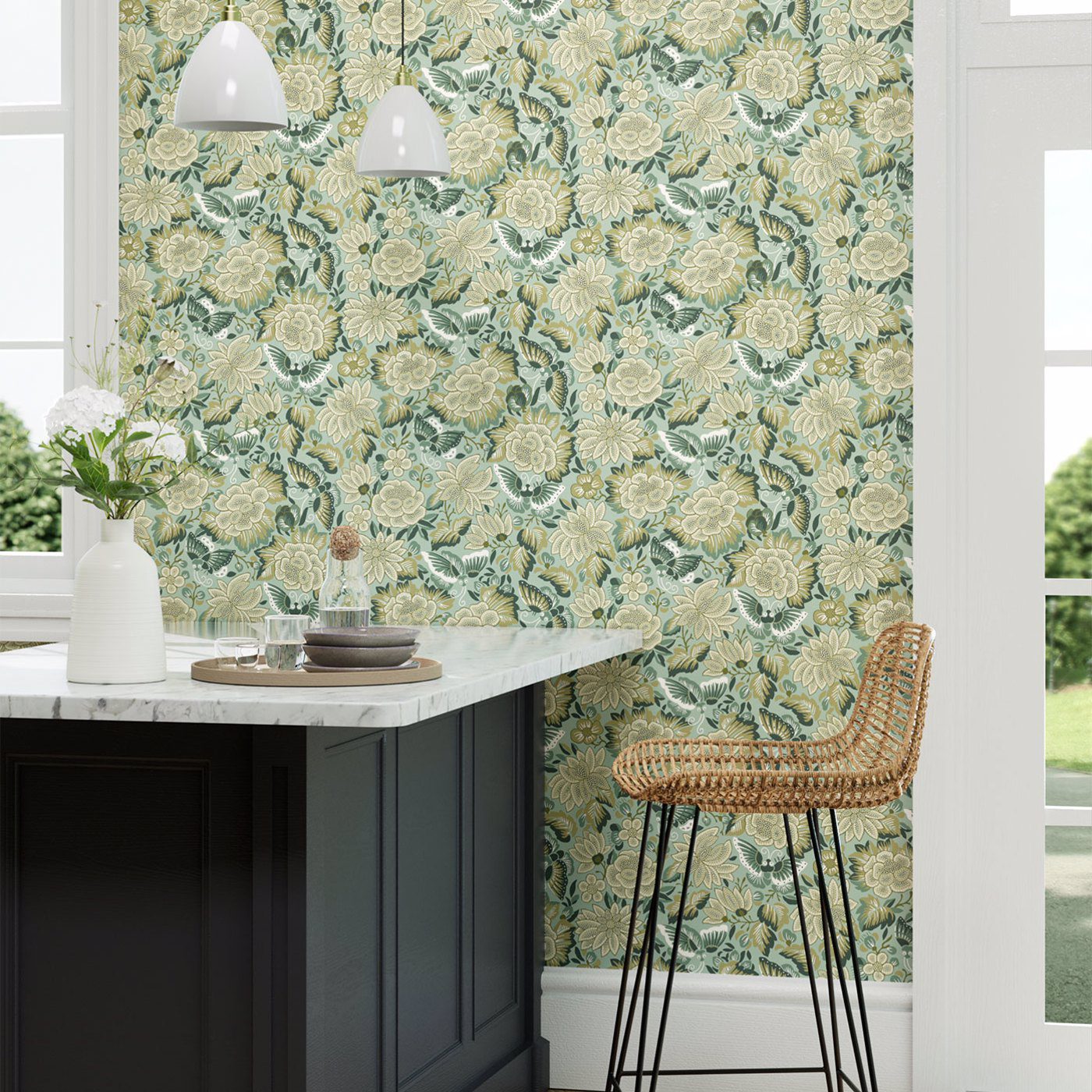 Tapete Amara Butterfly - Bamboo/ Fountain Green