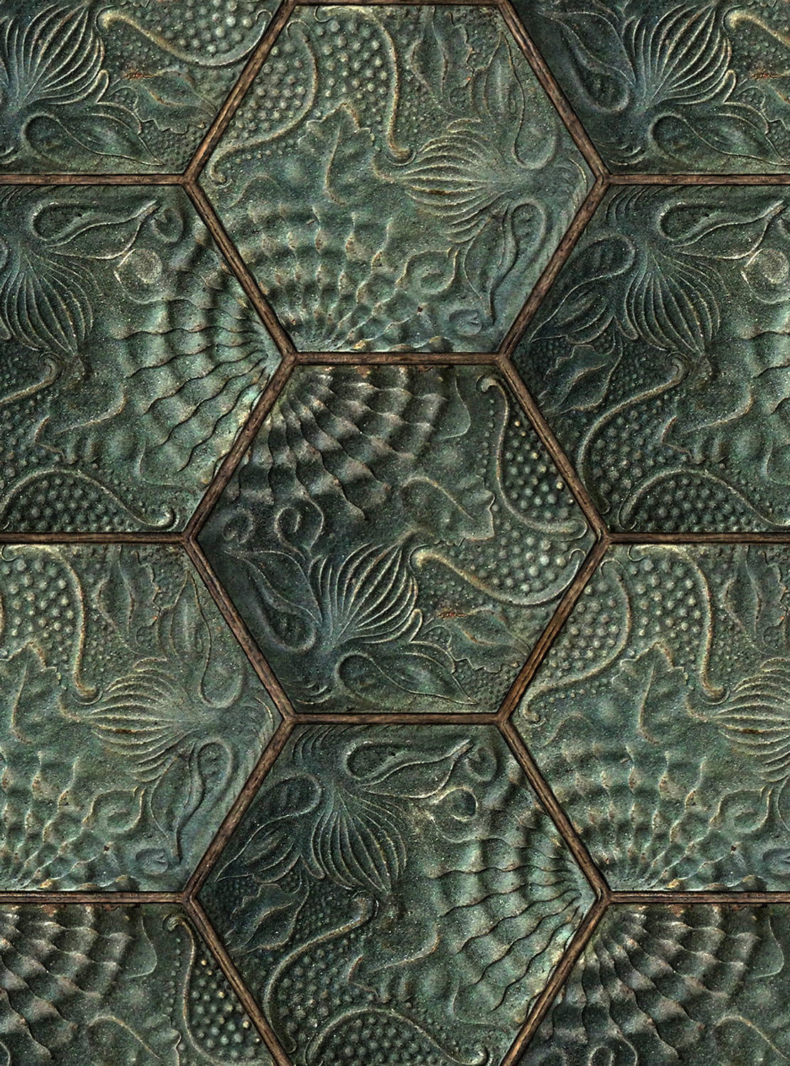 Tapete Hexagon Tiles - Emerald