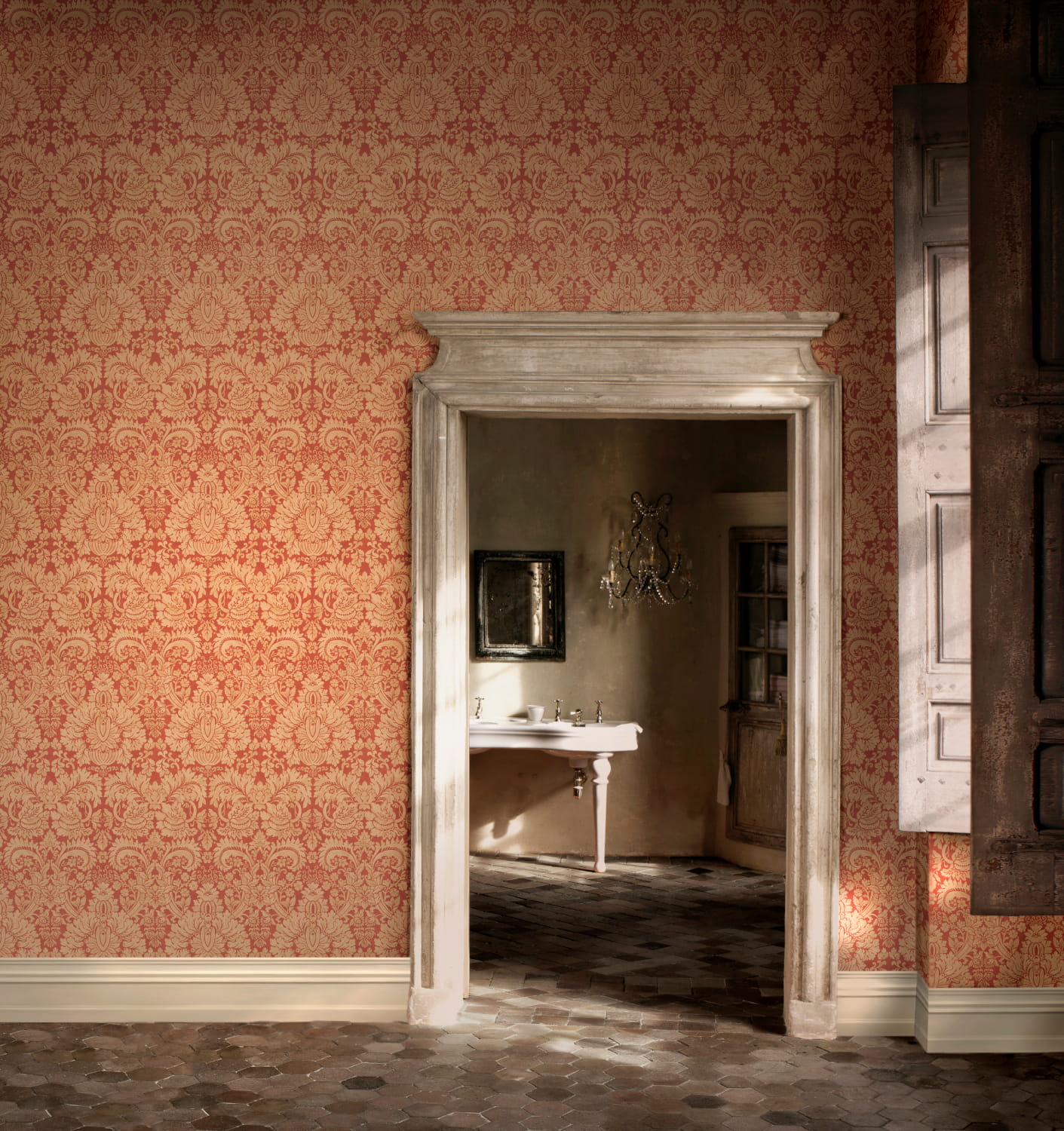 Tapete Queen's Damask - Old Red
