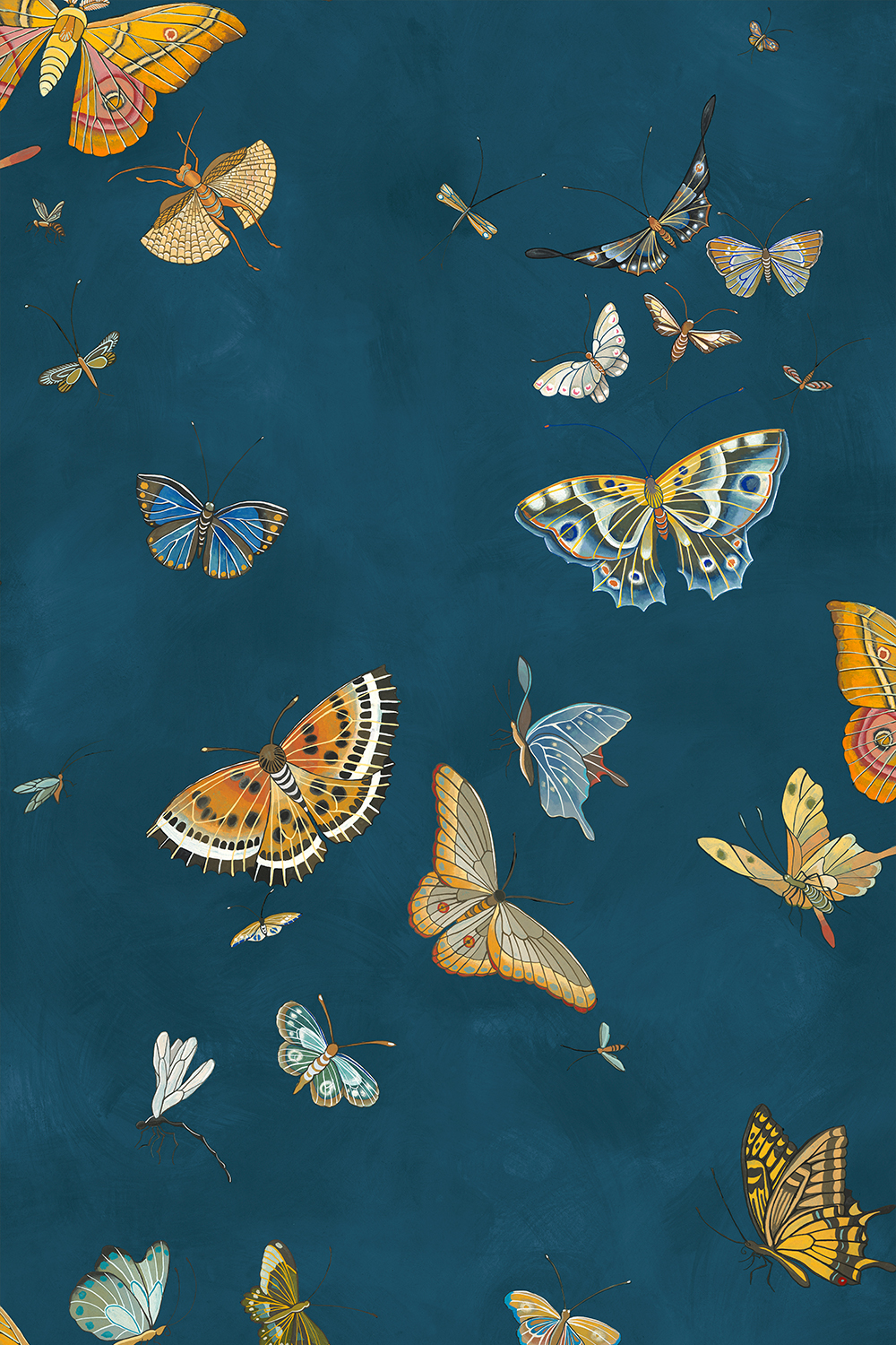 Tapete Butterflies - Bright Navy