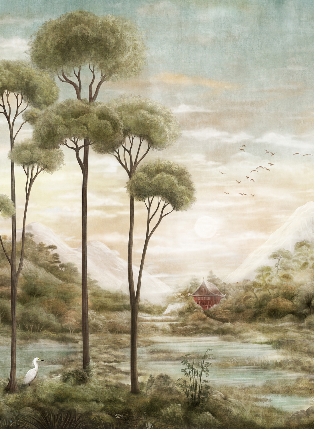 Wandbild Xi Hu Lake - Jade - Linen