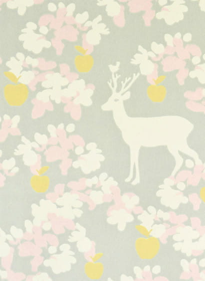 Tapete Apple Garden - Soft Grey/ Yellow/ Pink/ Cream White