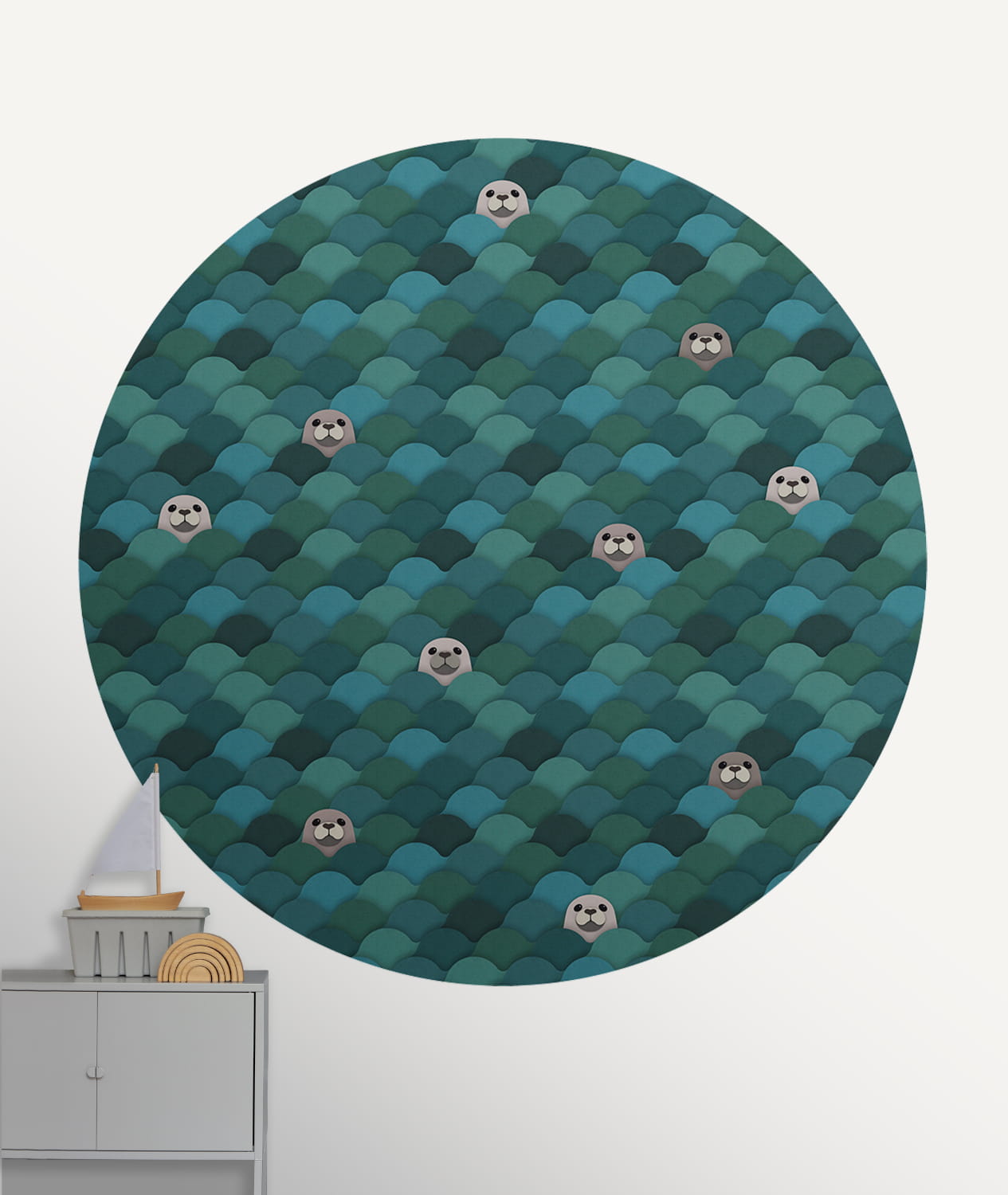 Wandbild Seals Circle/ Zeehonden Cirkel - Original - 1,90 m