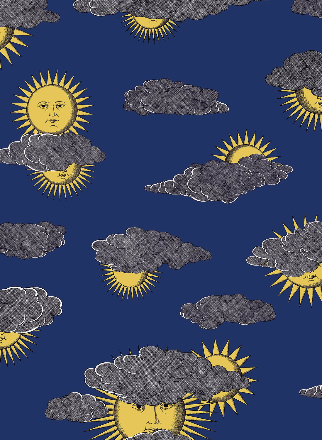 Tapete Soli e Nuvole - Yellow/ Blue