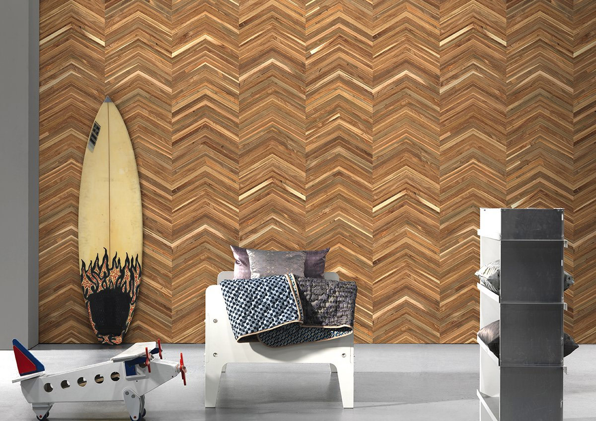 Tapete Timber Strips TIM-06 - Teak on Teak Chevron