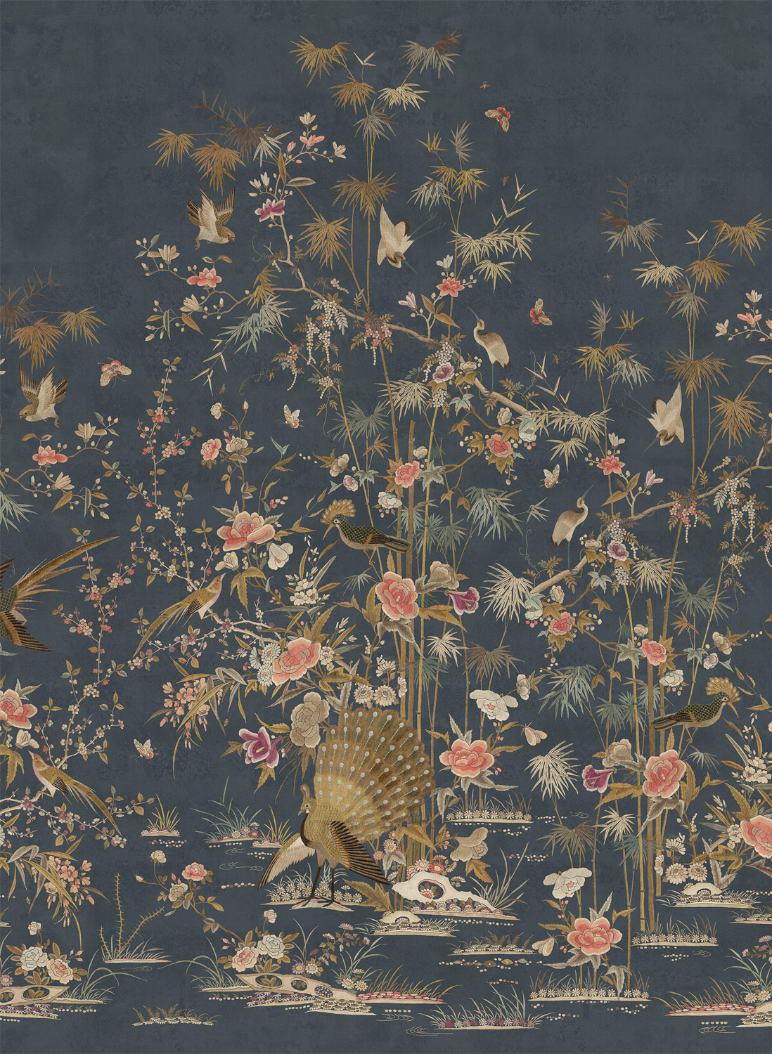 Wandbild Chinoiserie Garden - Dark Blue