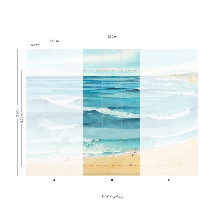 Wandbild Surf Guethary - Panel 4/5/6