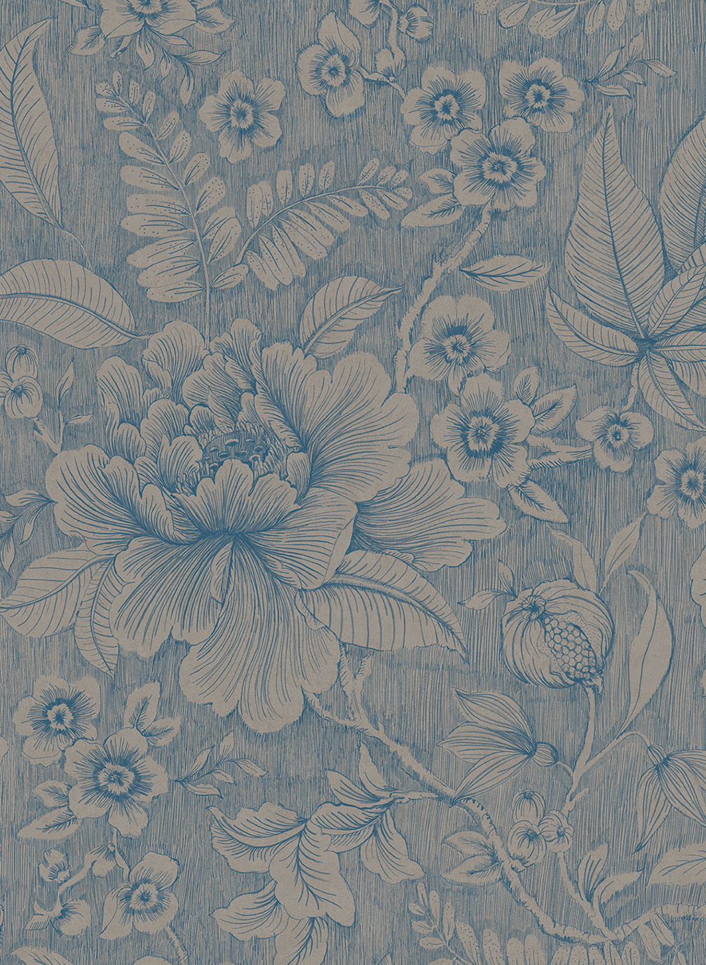 Tapete Casa di Fiori - Khaki/ Blue
