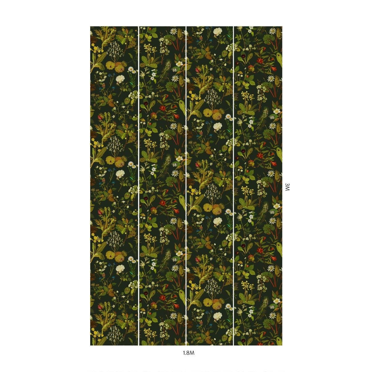 Carta da parati Herbarium - Forest Green