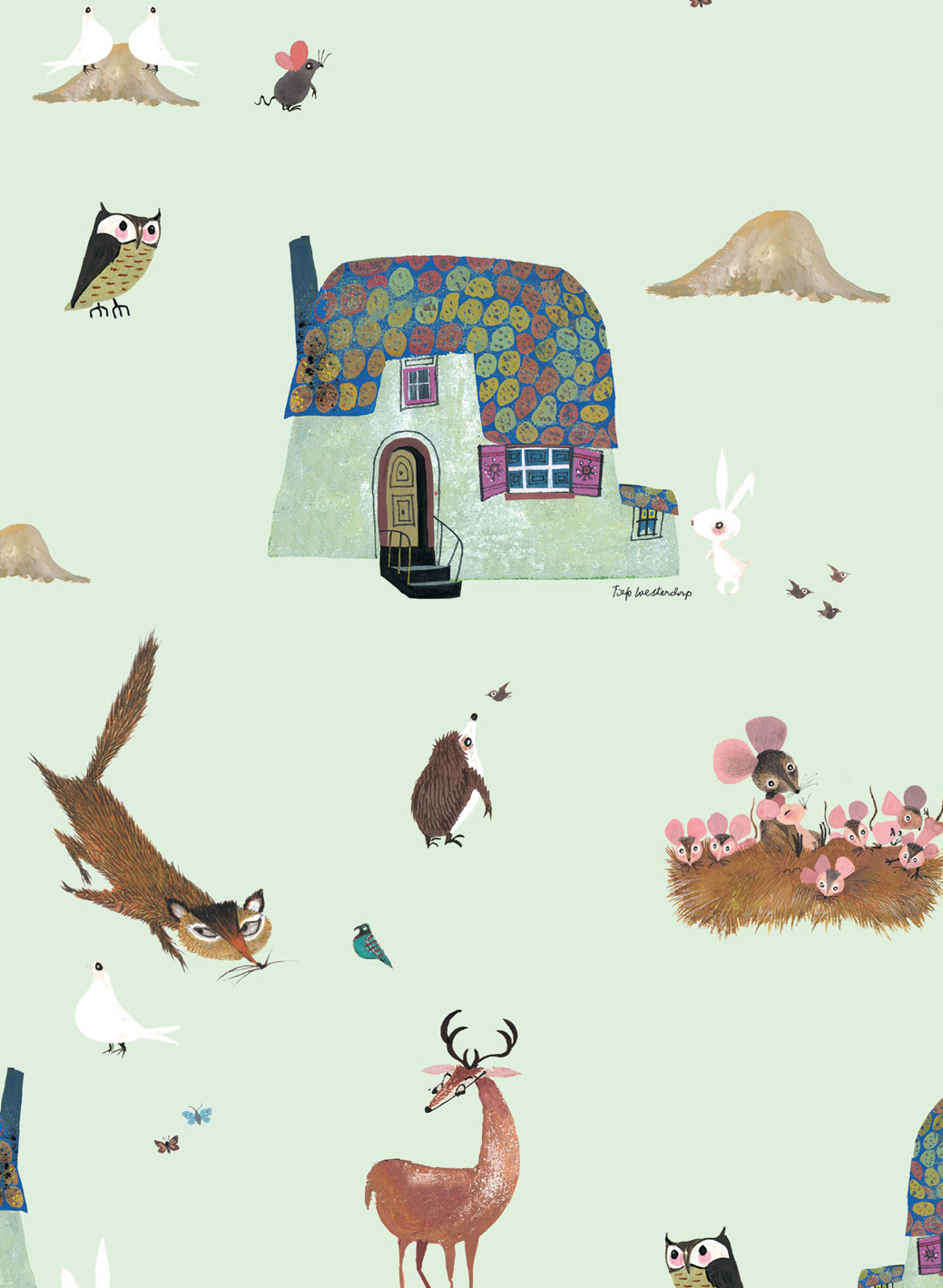 Tapete Forest Animals - green